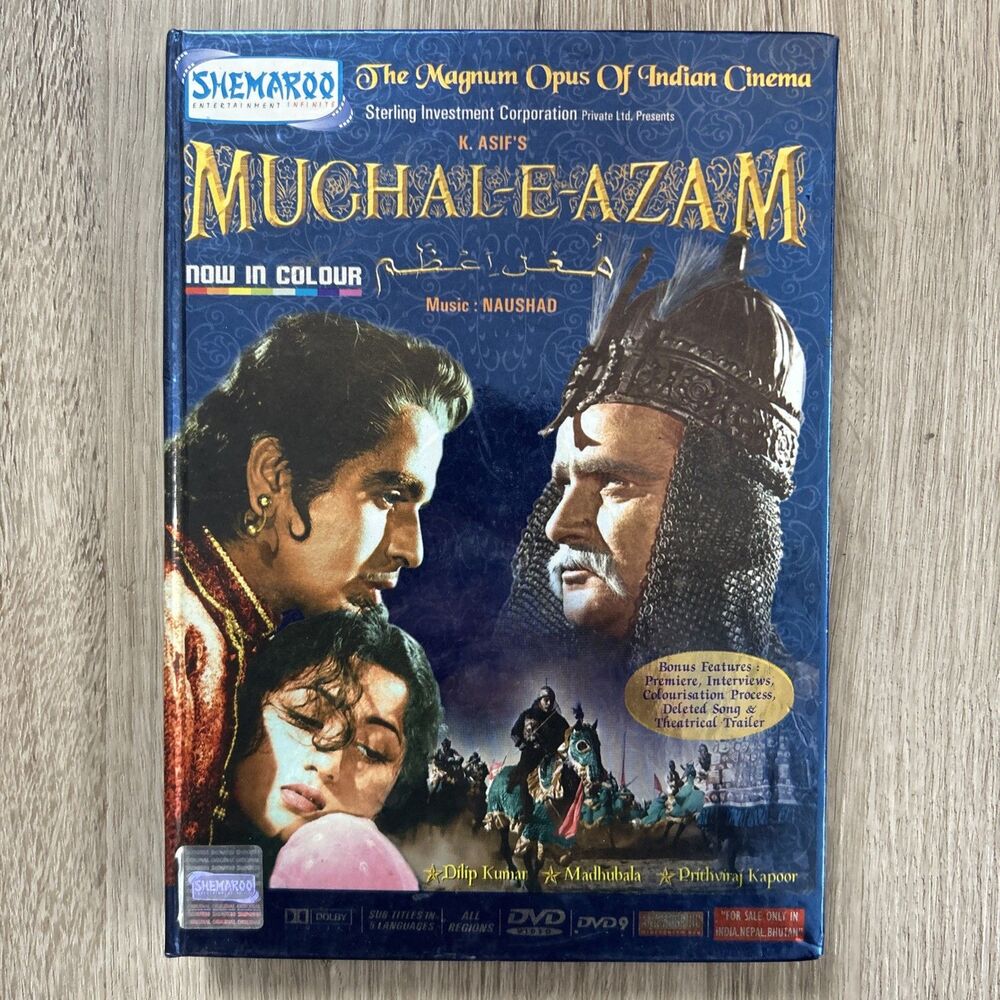 Mughal-E-Azam 2 Disc DVD Movie Color Dilip Kumar Madhubala Bollywood Hindi Film